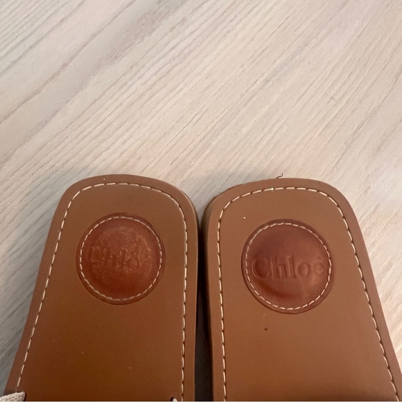 Chloé - Woody Linen Logo Slide Sandals - Picture 4 of 7